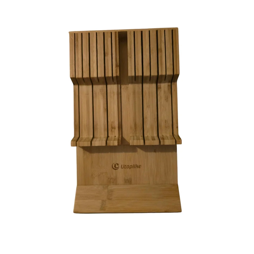 Utoplike Bamboo Knife Tray Holder- Knives Not Included New Open Box